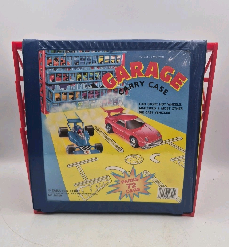 Vintage Tara Garage Carrying Case 72 Cars Hot Wheels Matchbox W Cars READ