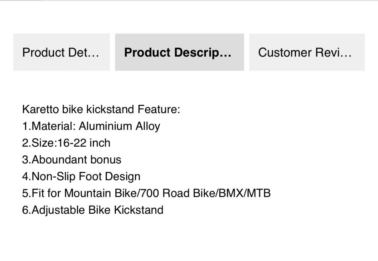 Karetto Bike Kickstand Adjustable Rear Side Aluminum Alloy Adults Road Bicycles