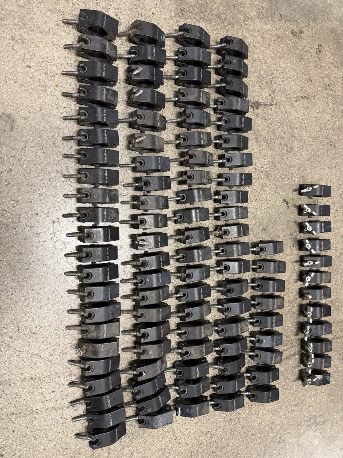 Large Lot Gibraltar Drum Rack Clamps - Many Missing Wing Nuts - Great Project/Pa