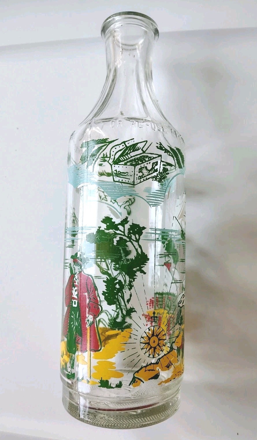 Vintage Owens Illinois Liquor Pirate Prohibition Era 10” Bottle 64 D-8 51 3” Dia