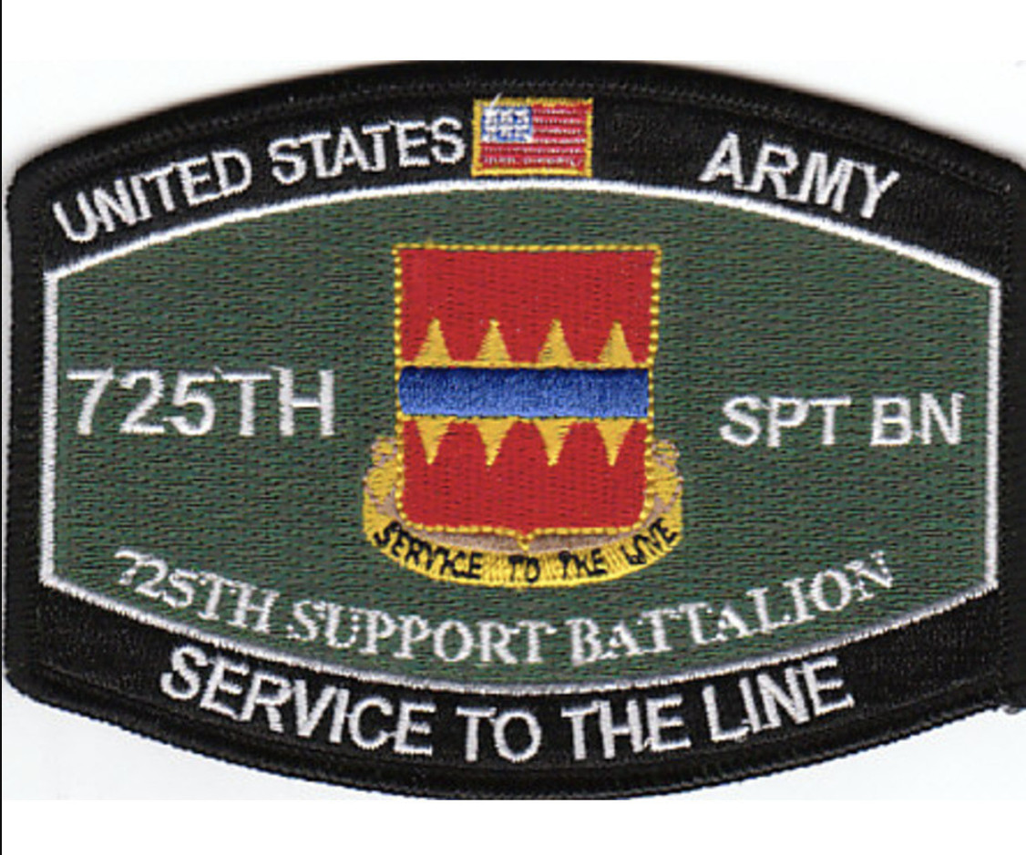 4.5" ARMY 725TH SUPPORT BATTALION MOS  SERVICE TO THE LINE EMBROIDERED PATCH