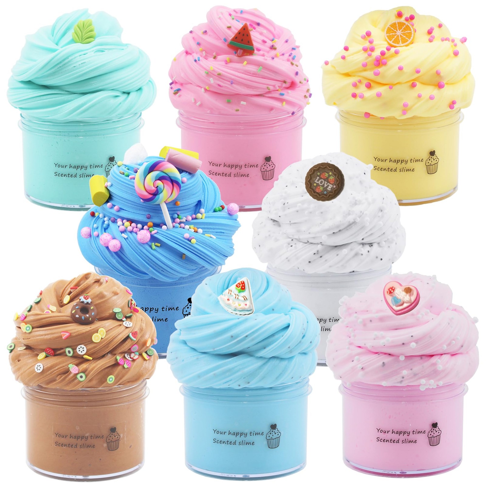 8 Pack Butter Slime Kit for Girls,Party Favors Stretchy and NonSticky, Stress...