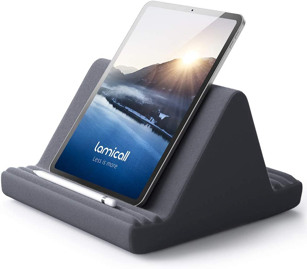 Tablet Pillow Stand, Pillow Soft Pad for Lap - Tablet Holder Dock for Bed with 6