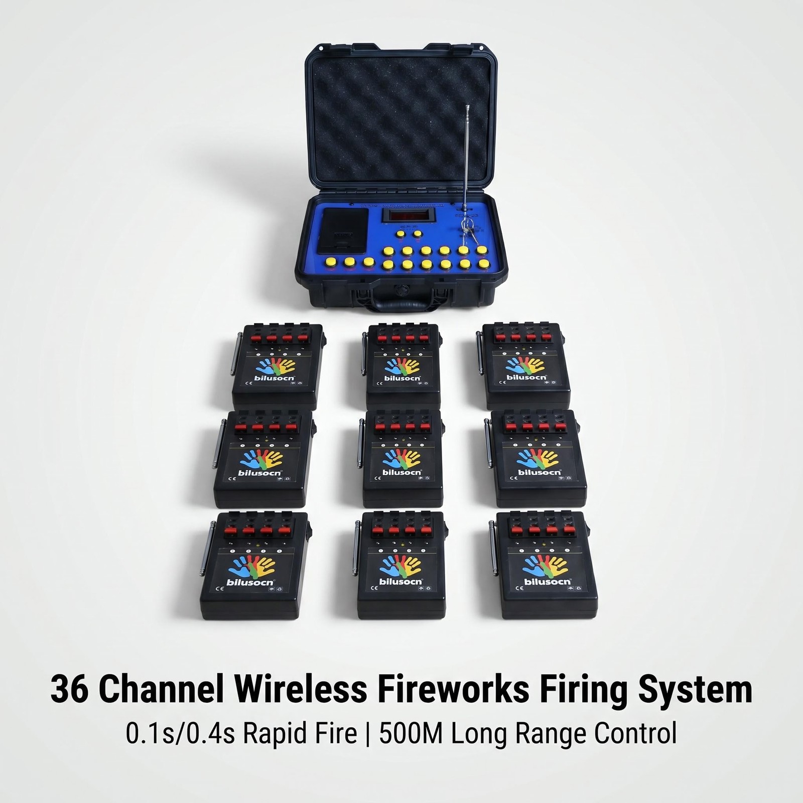New 36 Cues Firework Firing System, 500M Remote 0.1s/0.4s Speed for Parties