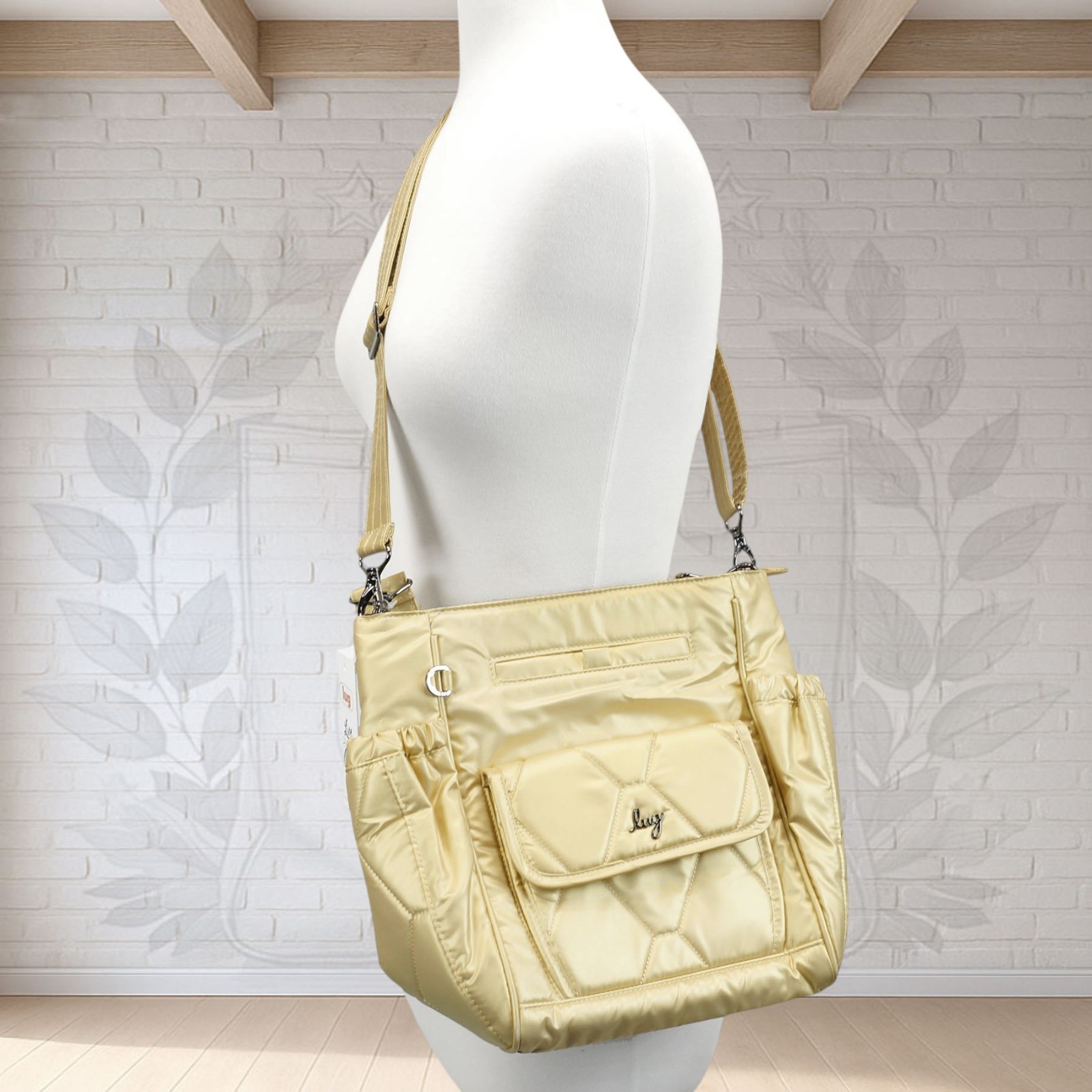 NEW ❤️ Lug Toss Metallic Gold Convertible Crossbody RFID Yellow