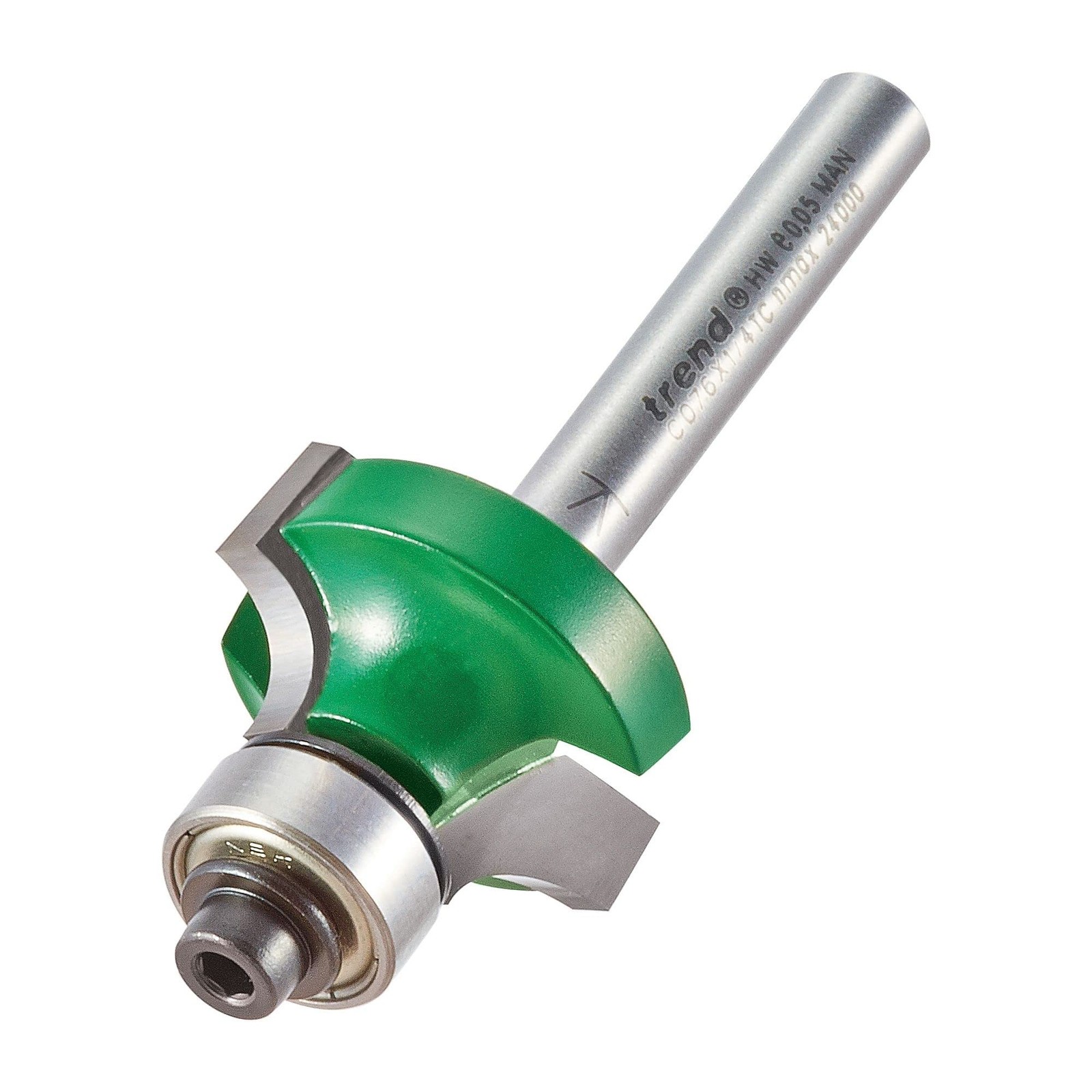 Trend CraftPro Guided Rounded Over Router Bit, 1/4 Inch Shank, 1/4 Inch Radius &