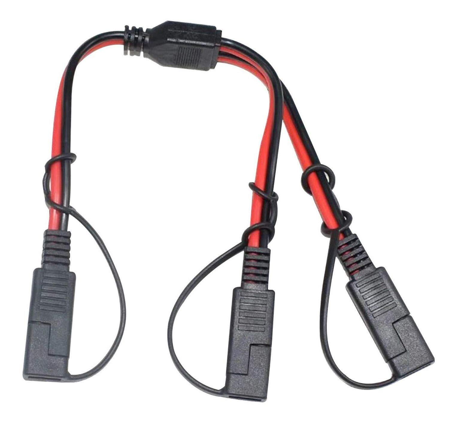 SAE Power Y Splitter Cable 14AWG 1-to-2 SAE Extension with Protective Cover