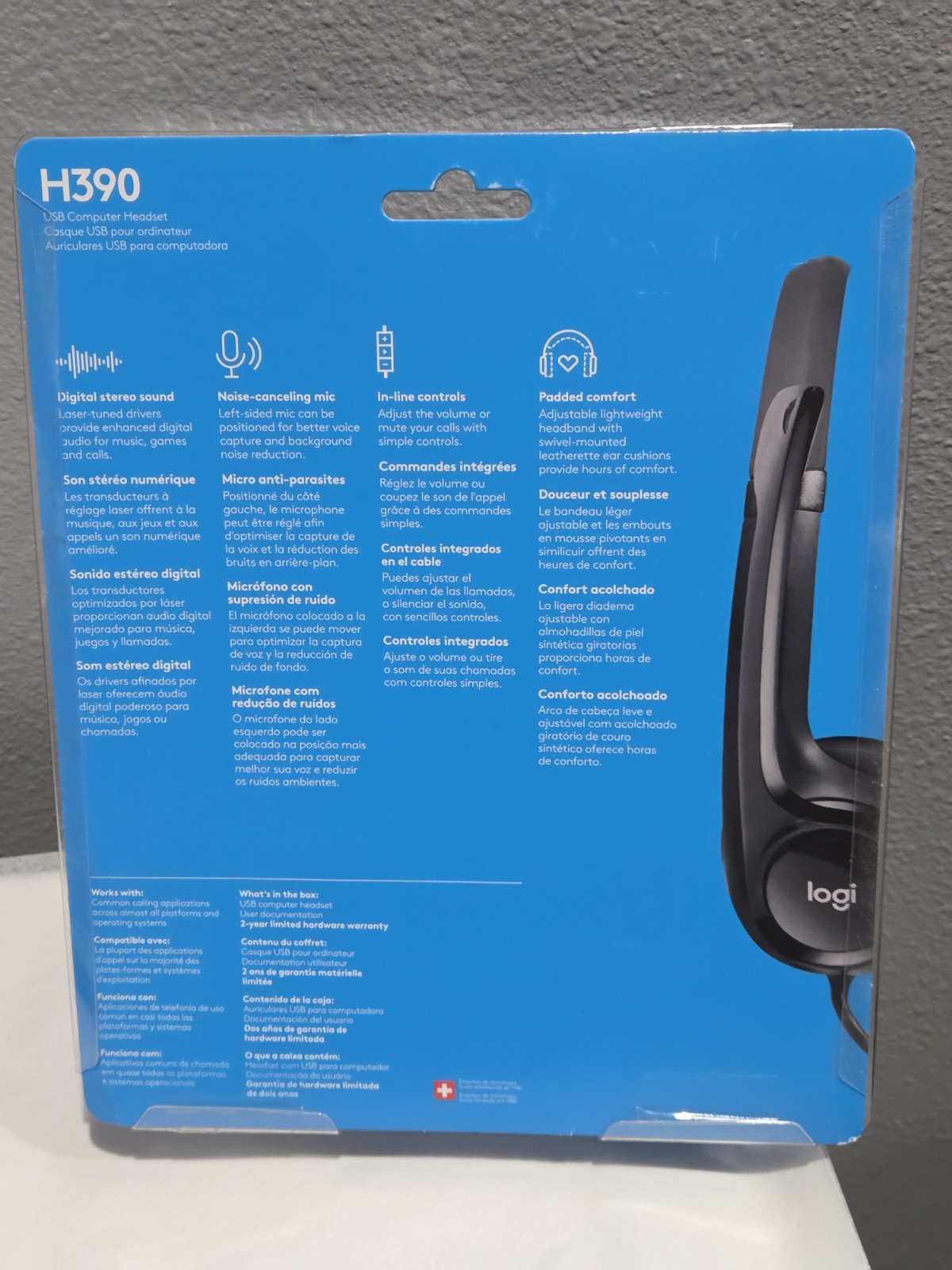 Logitech H390 Headphones USB Computer Headset Noise Canceling Mic