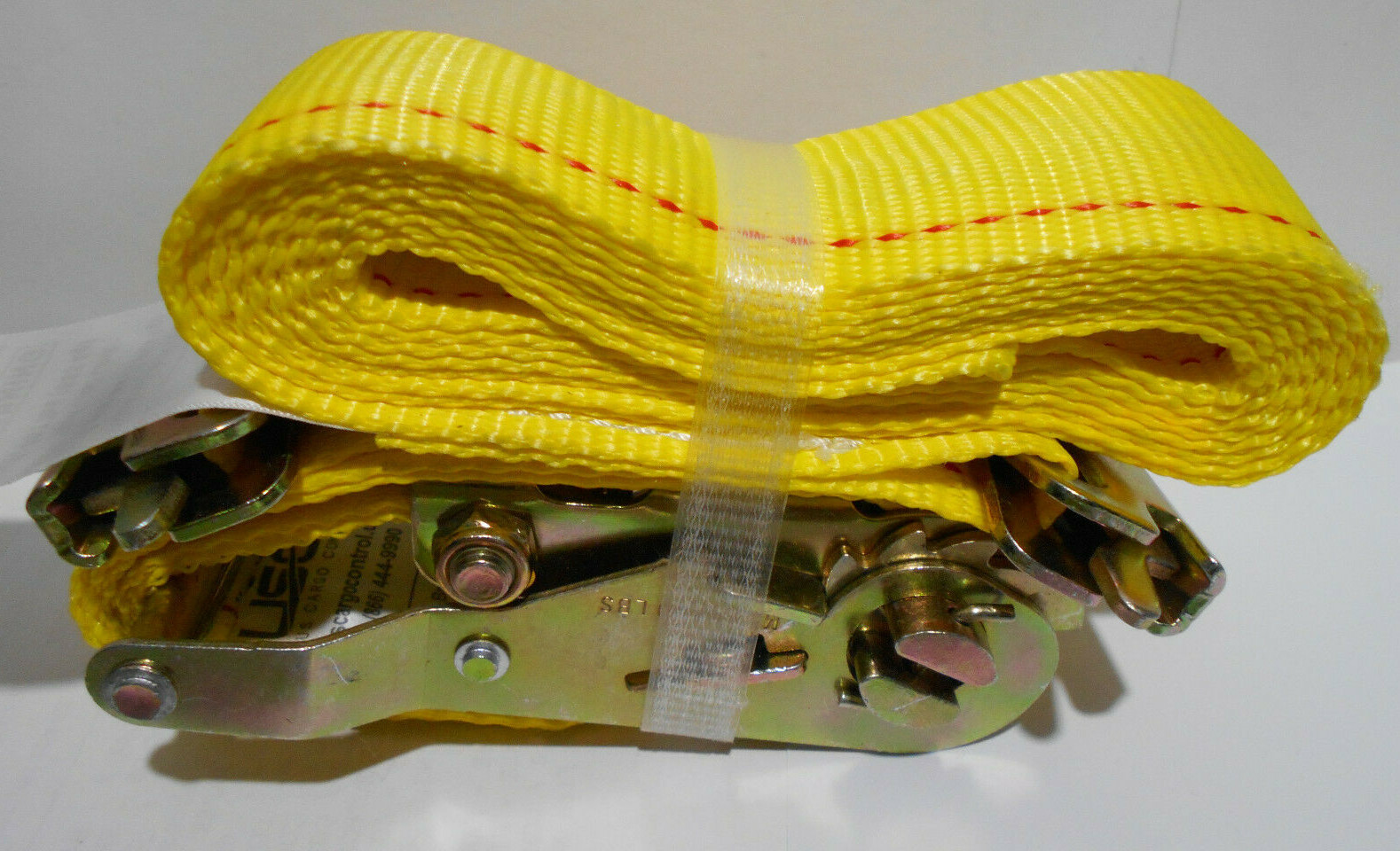 Lot of 4 New 2" x 12'  RATCHET E-TRACK STRAPS YELLOW W/ SPRING E FITTINGS 312R