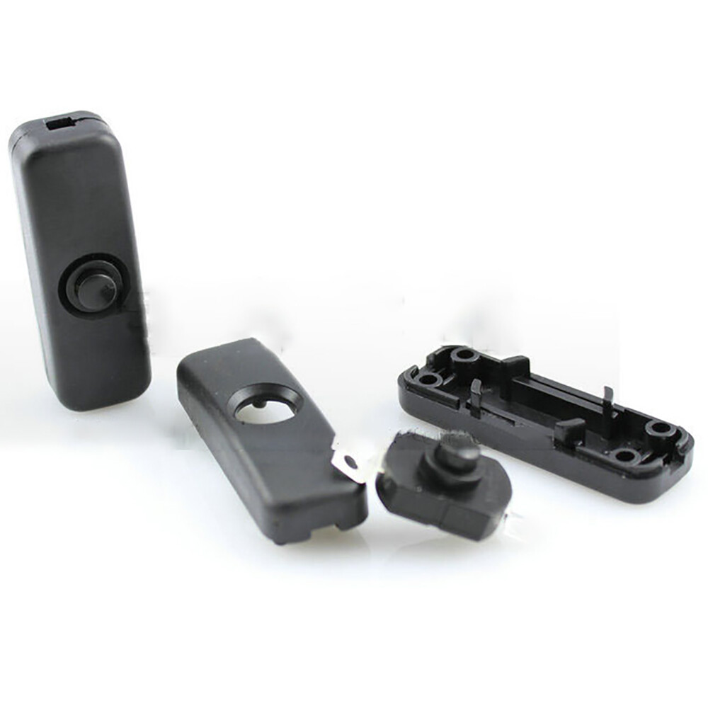 Mini Black Round Push Button Switch Rectangular Cover Self-Locking Online Switch
