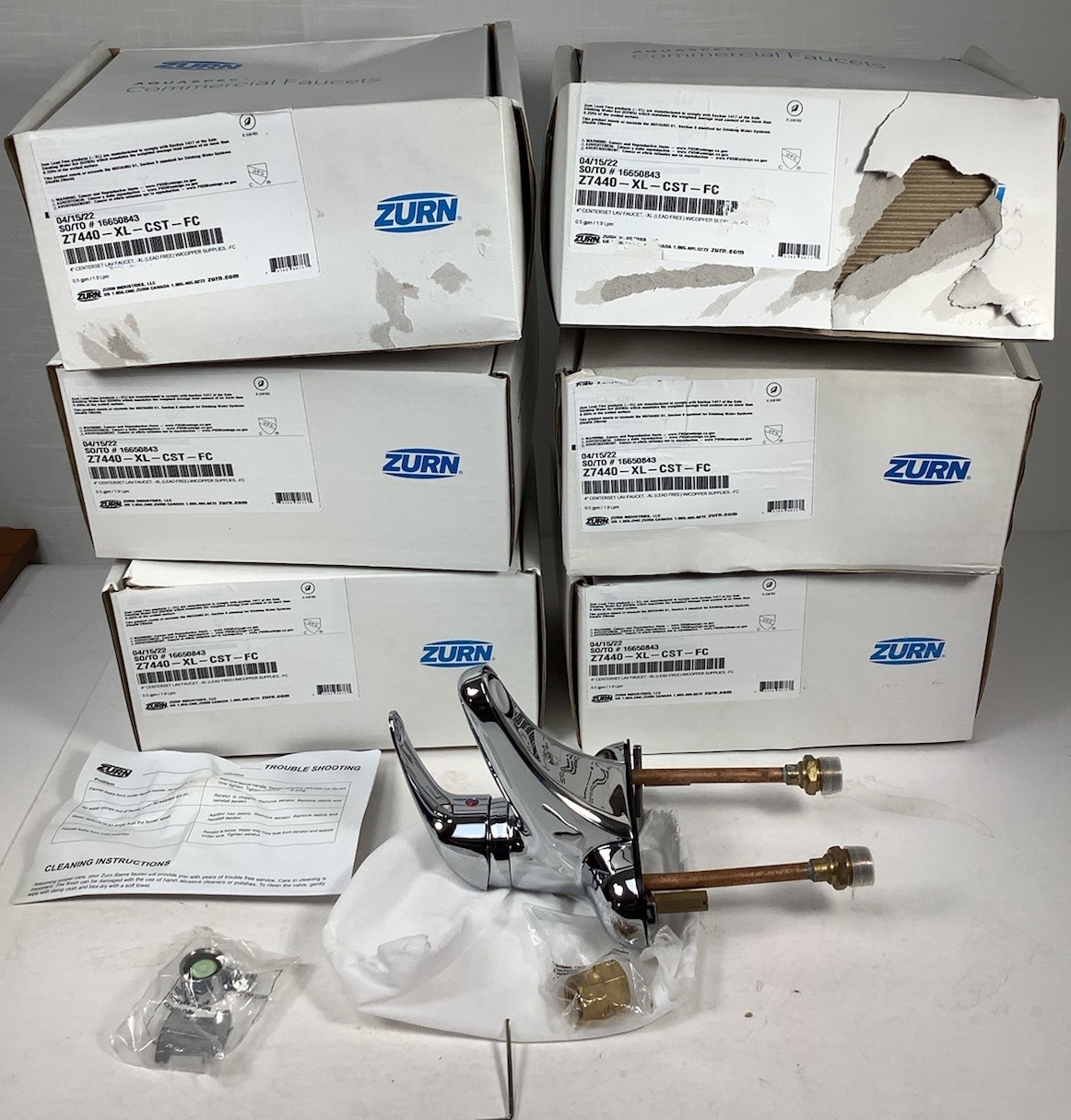 Lot of 6 Zurn Z7440-XL-CST-FC 4" Centerset Lavatory Faucets - NEW - Commercial