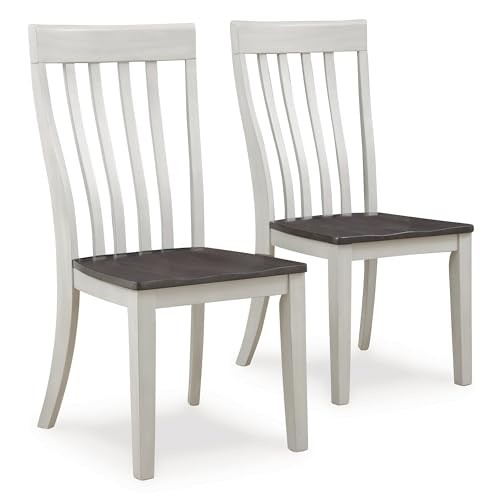Darborn Farmhouse Armless Dining Chair with Contoured Seat, Set of 2, White &