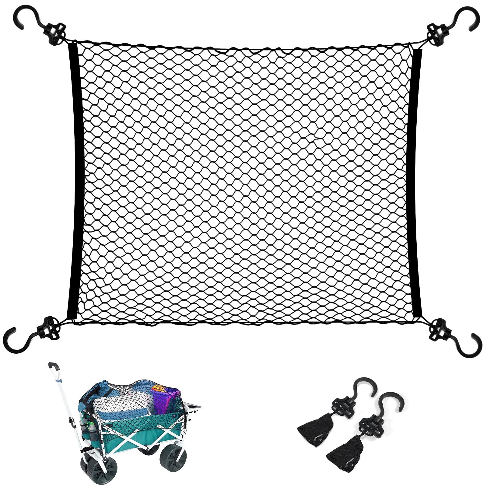 Cargo Net for Beach Cart, Car Cargo Nets for Utility Folding Wagon, Garden Ca...