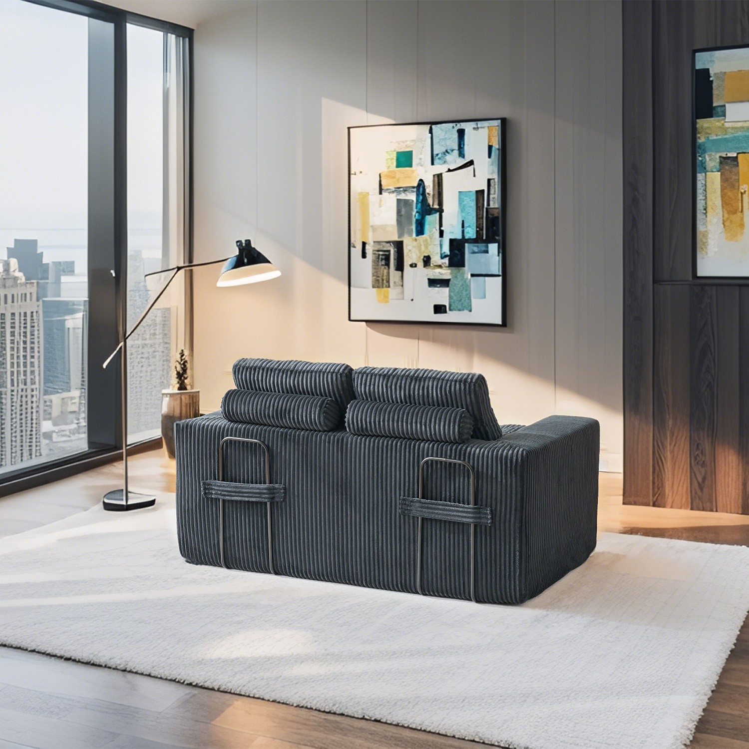 Loveseat Sofa Bed with Memory Foam & Steel Frame - No Assembly, Convertible