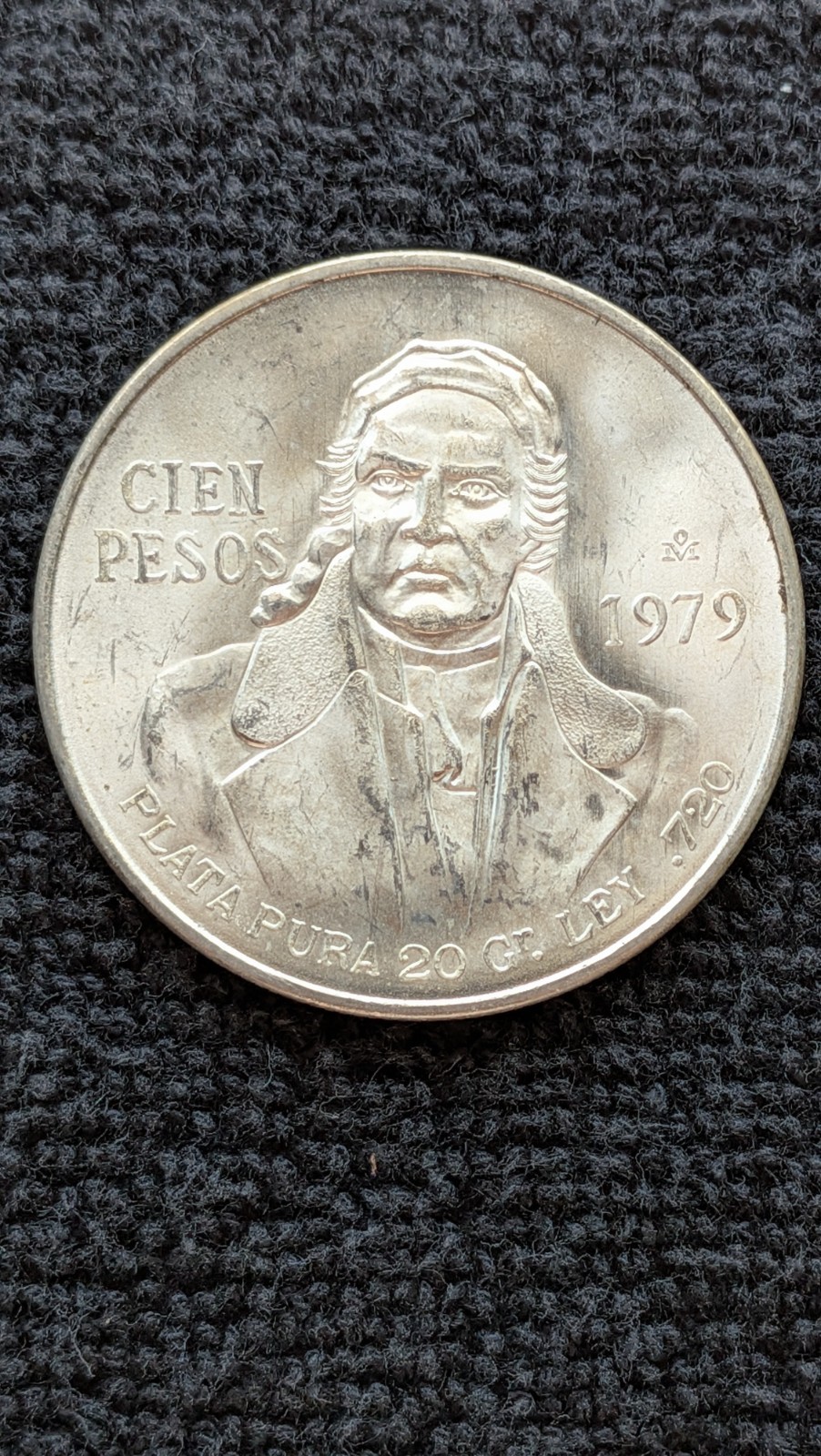 Mexico Cien 100 Pesos 1979 Jose Maria Morelos y Pavon .720 Silver Coin