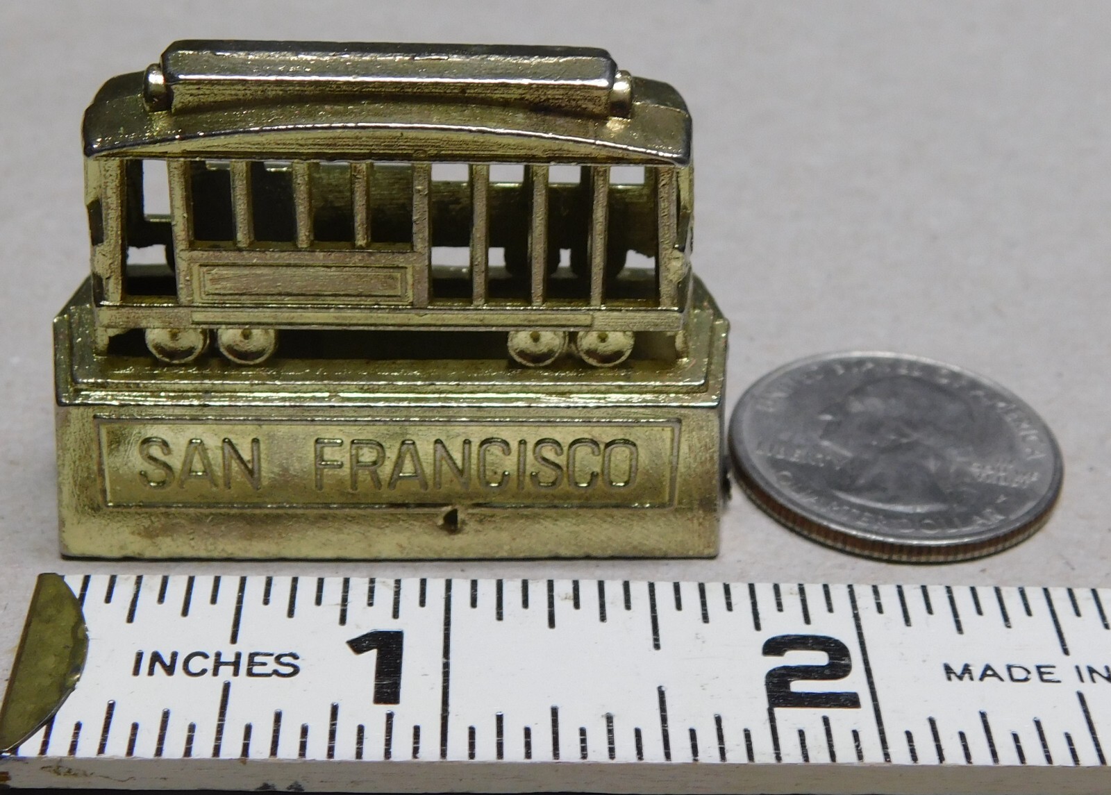 Vintage STREETCAR Trolley SAN FRANCISCO Cast Metal Holder-sharpener is missing