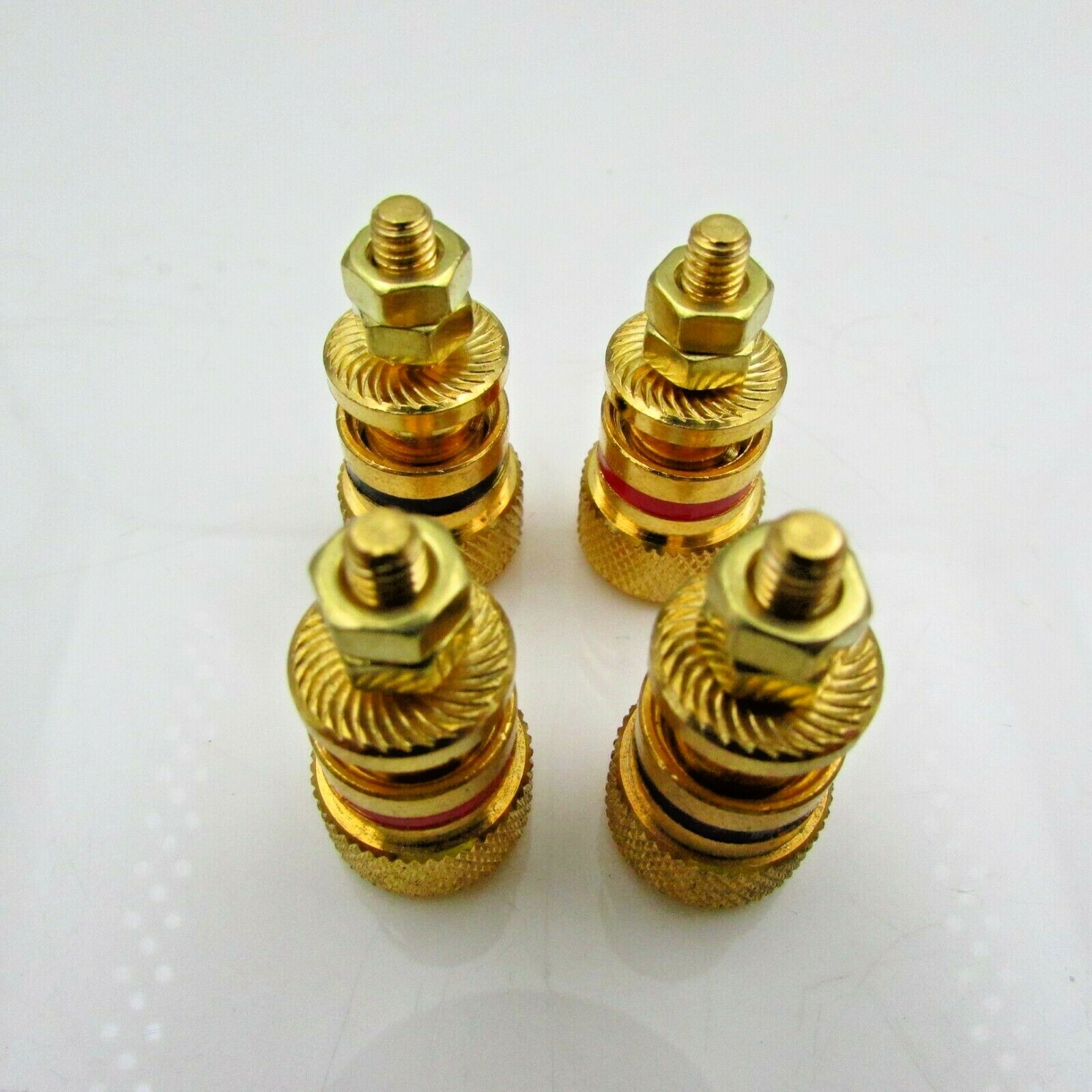 Qty 4 Solid Brass Amplifier Speaker Terminal Binding Post Banana Plug Connector