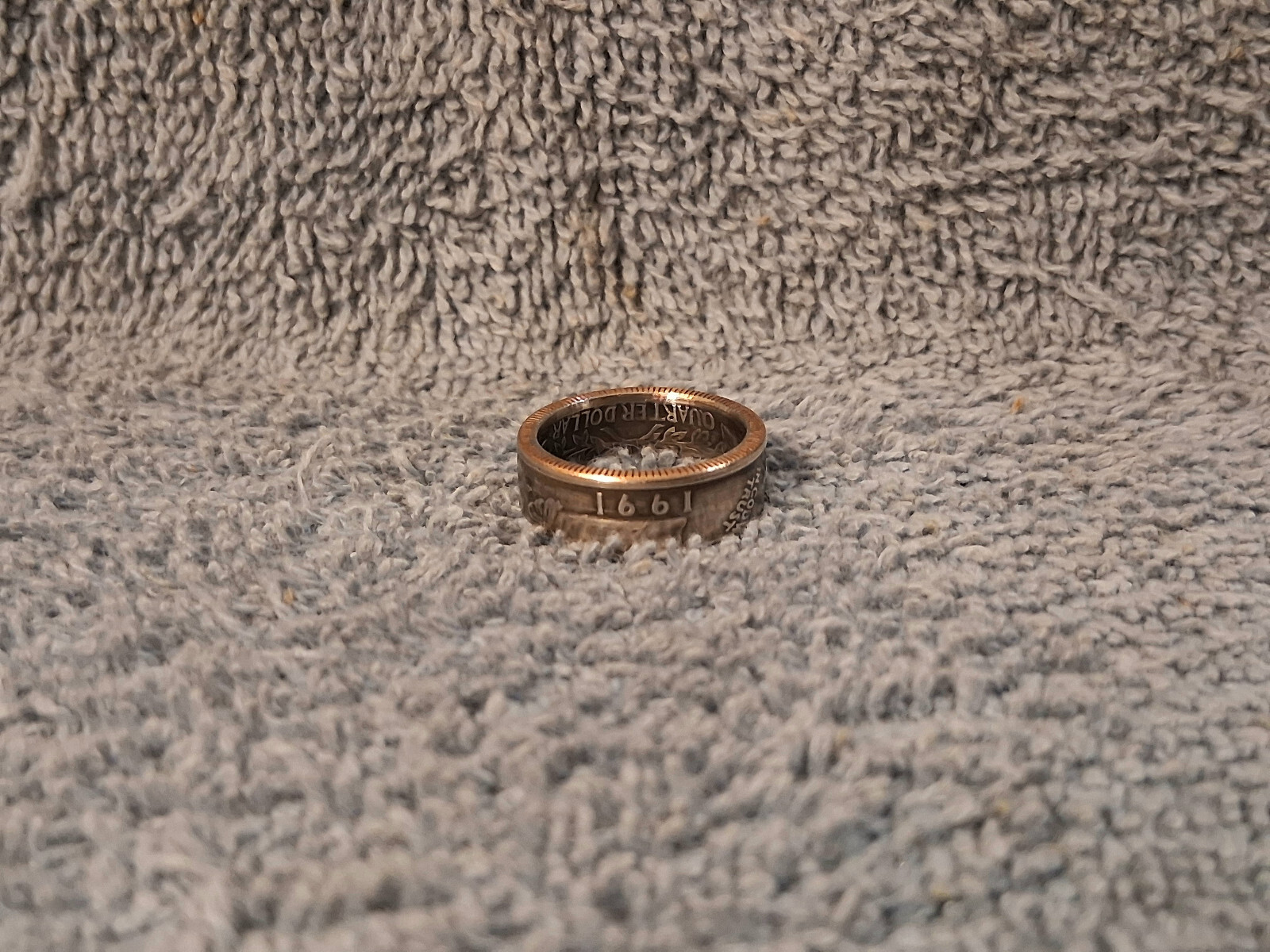 1991 Washington Quarters, Handmade Coin Ring, Size 6 clad