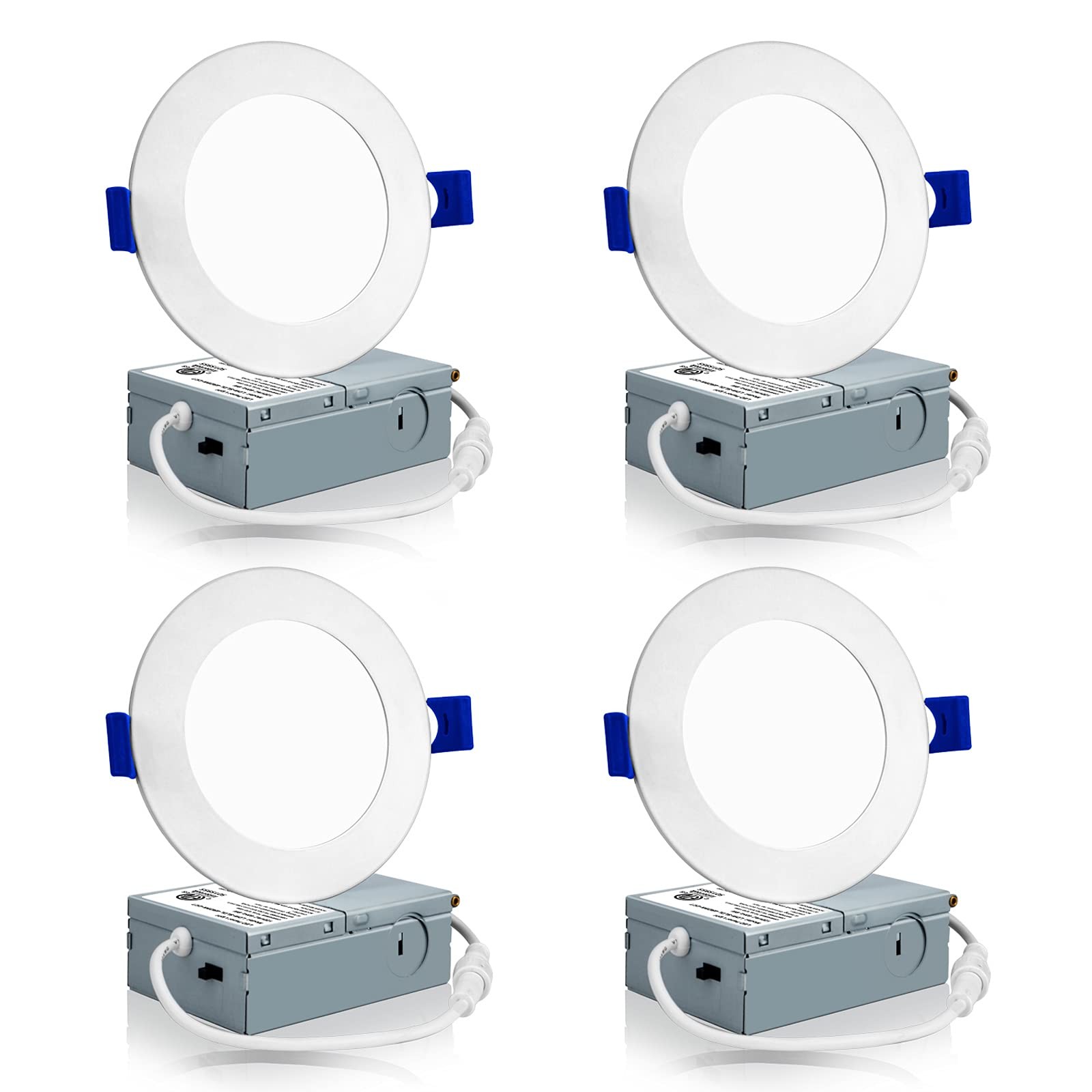 Meconard 4 Pack 4 Inch LED Recessed 4 Inch, 5000k/4000k/3000k - 3cct white