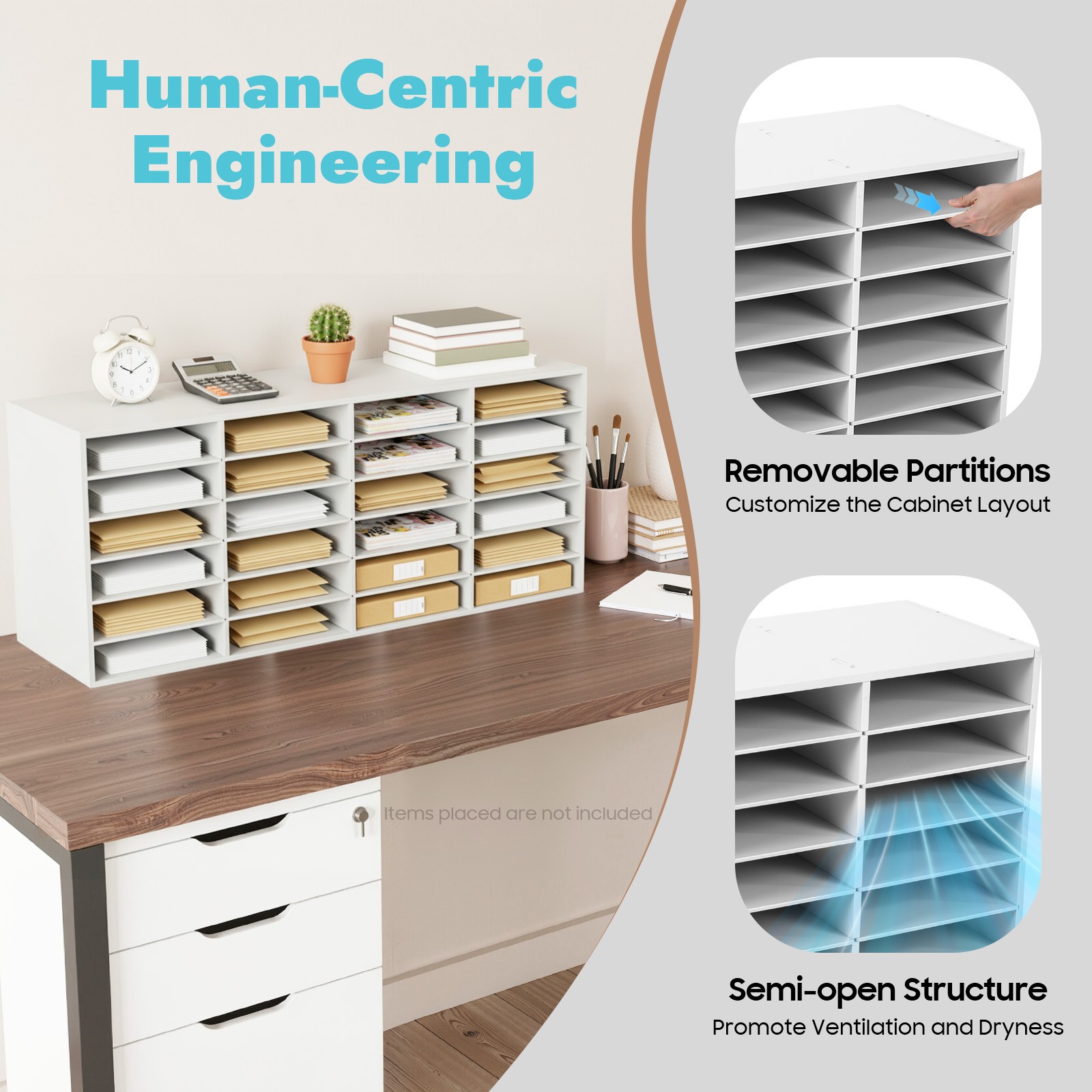 24 Slots Paper & Mail Organizer File Classification Cabinet Literature Organizer
