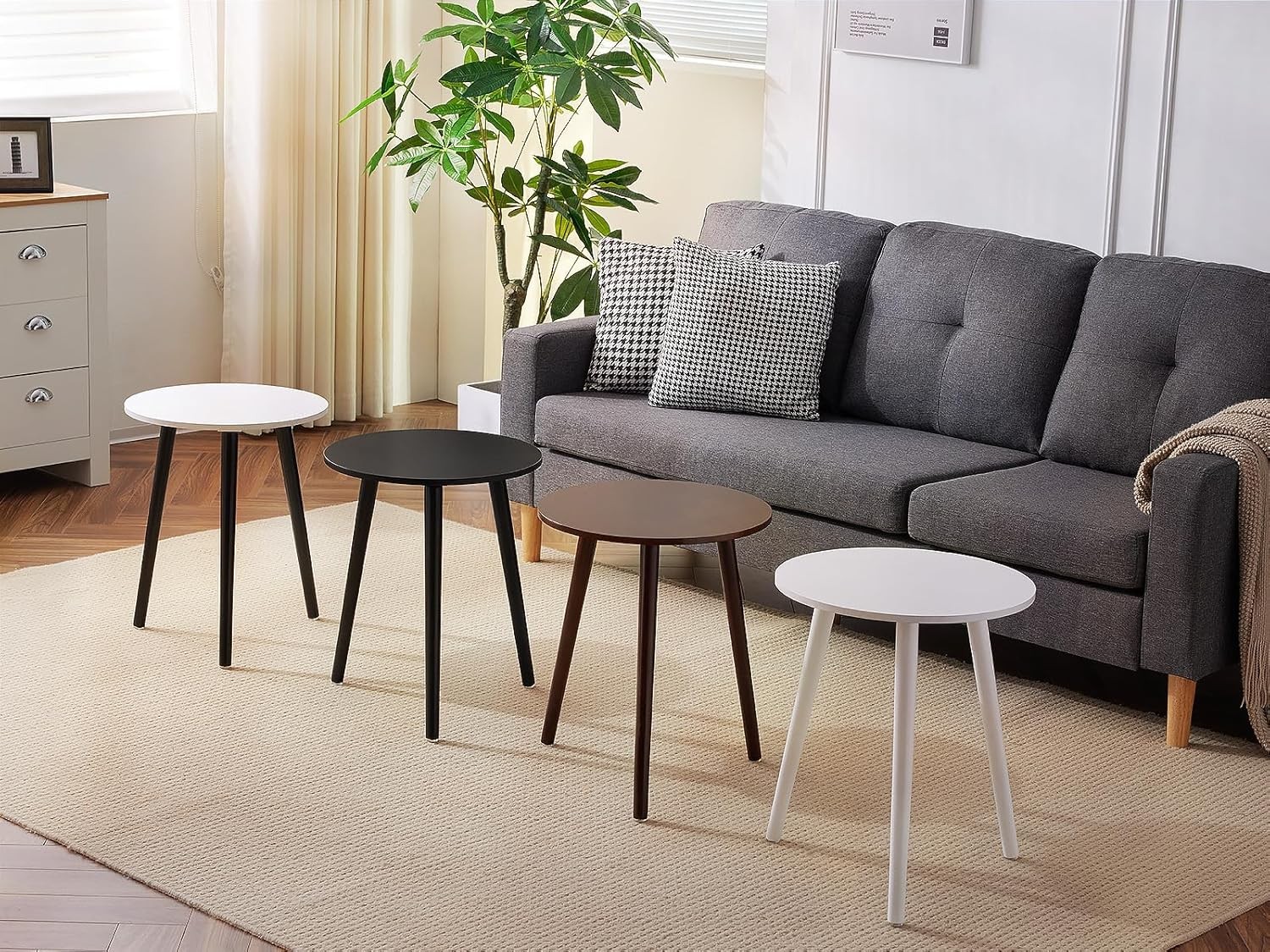 Side Tables End Table Bedroom Dark Brown Round Side Table Nightstand Bedside