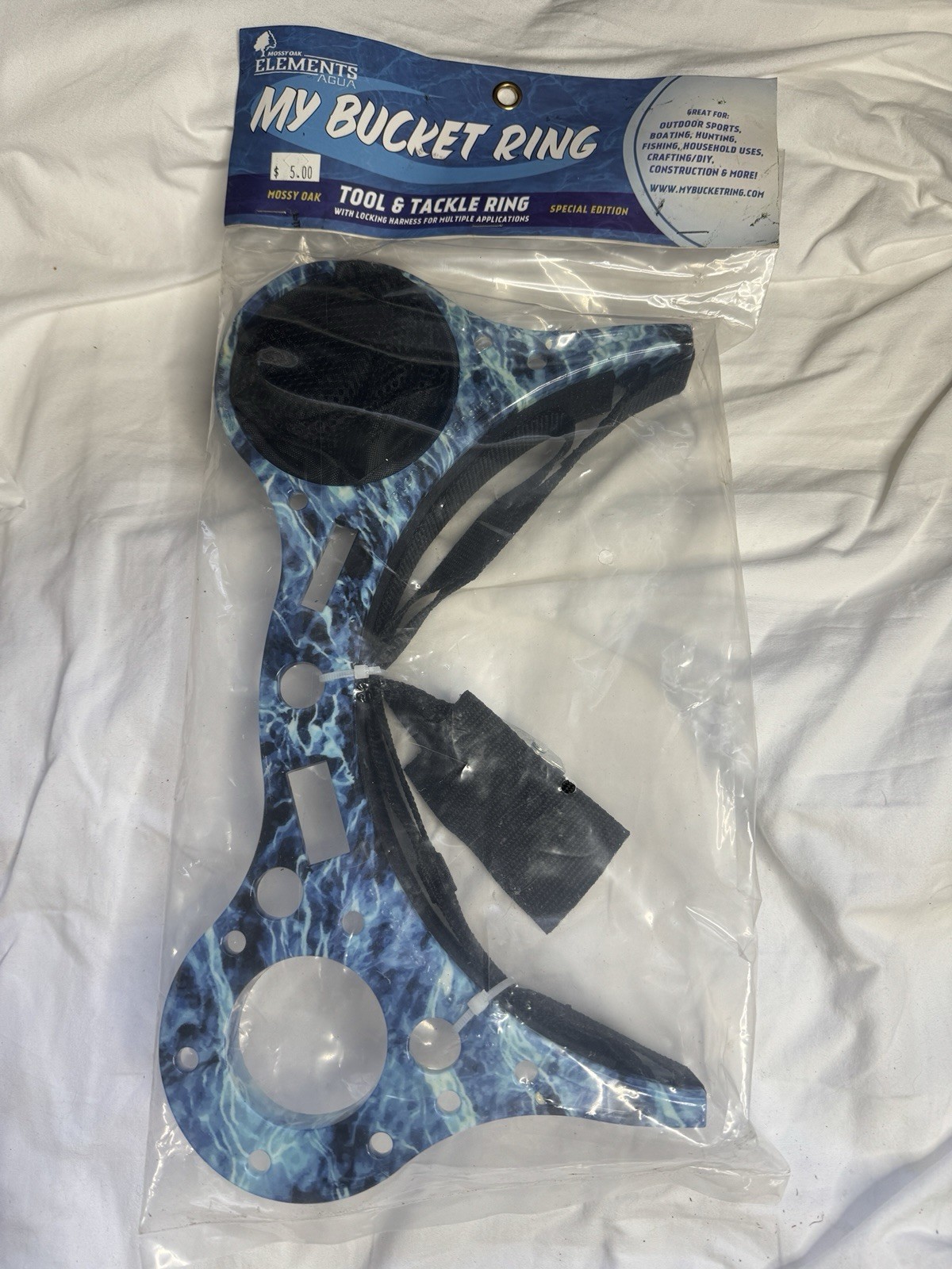 Mossy Oak Elements Aqua My Bucket Tool and Tackle Ring NOS