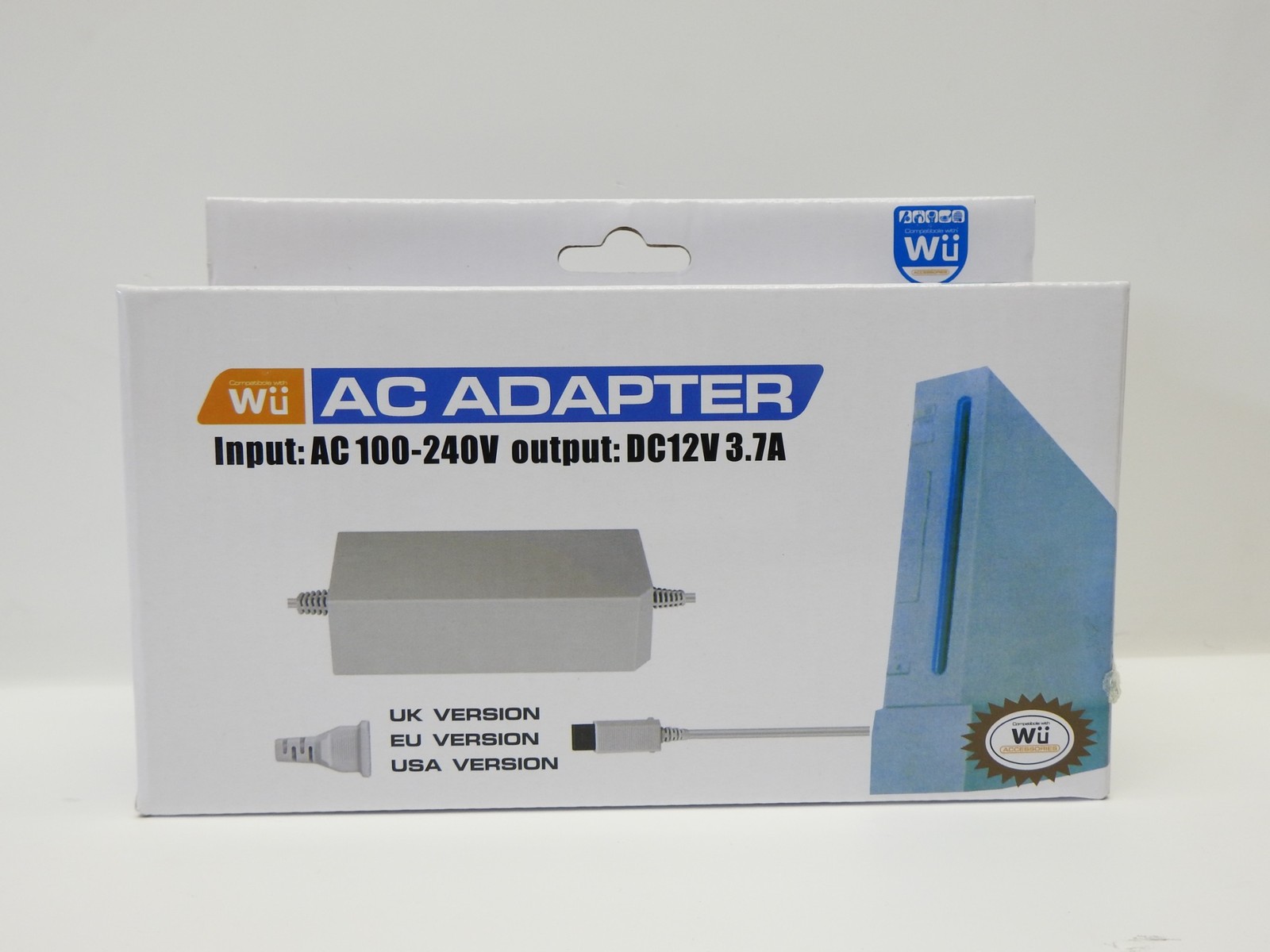 WU AC Power Adapter for Nintendo Wii replaces RVL-002 AC AC 100-240V / DC12V 3.7