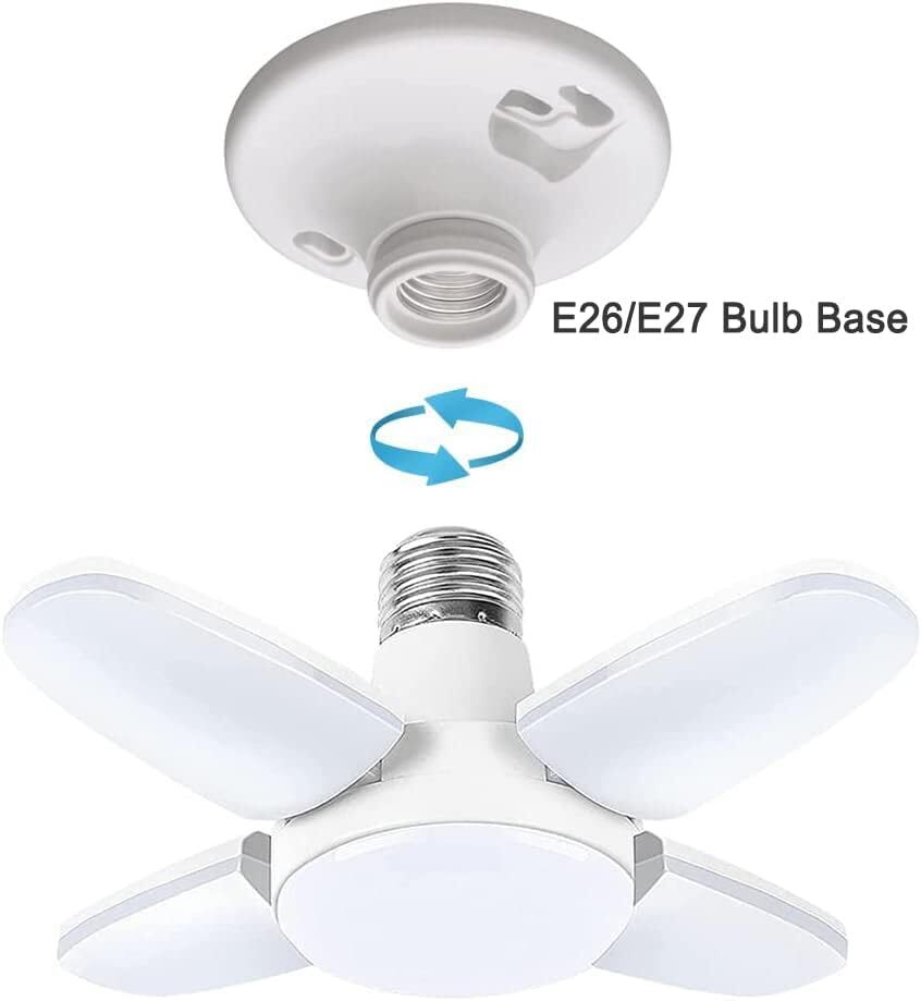 2x E27 LED Garage Light Bulb 28W Deformable Ceiling Fixture Lights Workshop Lamp