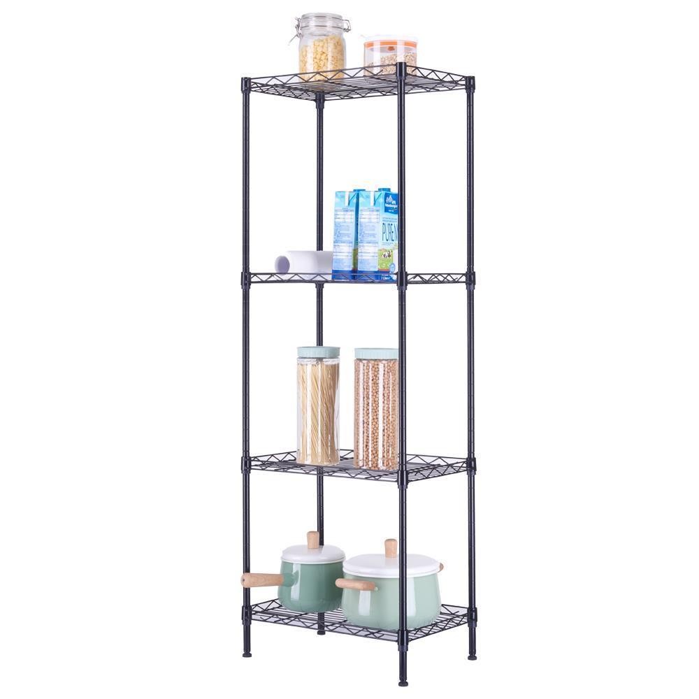 4-Tiers Wire Shelving Metal Storage Rack Shelves for Laundry Bathroom Kitchen