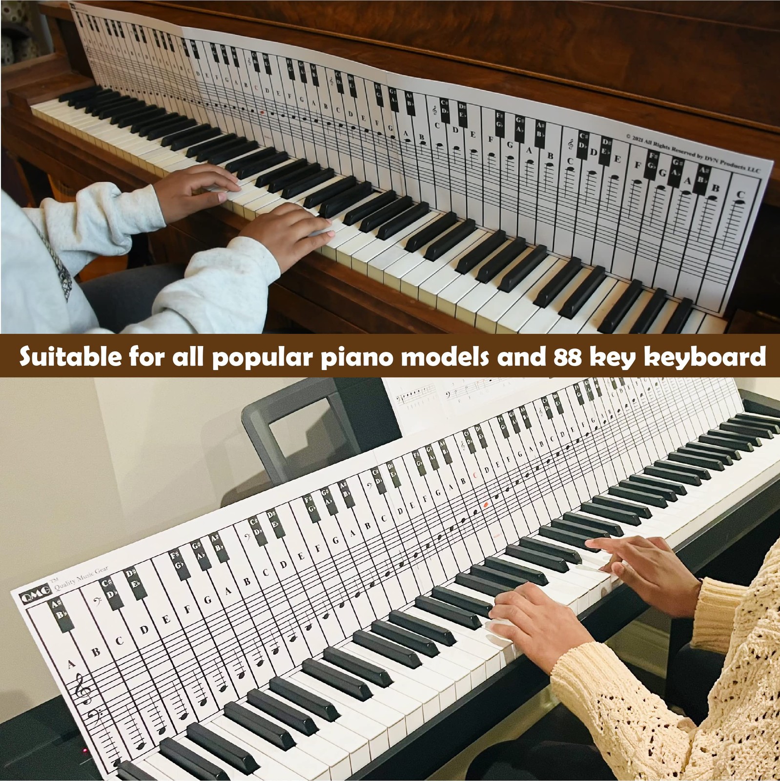 Piano and Keyboard Note Chart for 88 Keys, Use Behind the Keys, Ideal Visual ...