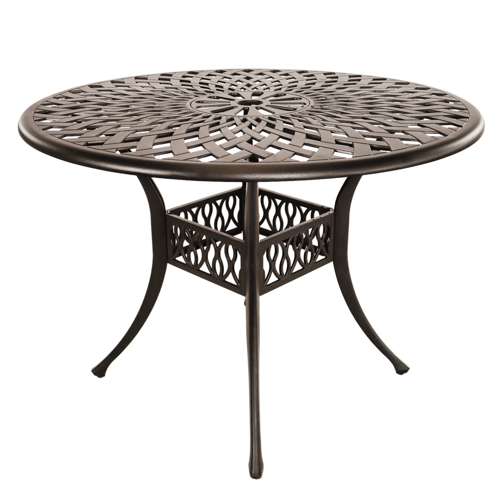 42 in Patio Table with Umbrella Hole Round Outdoor Table Bronze Bistro Table New
