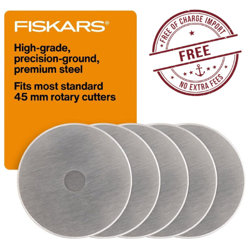 Fiskars 45mm Rotary Blades (5 Pack) - Rotary Cutter Blade Replacement Crafts