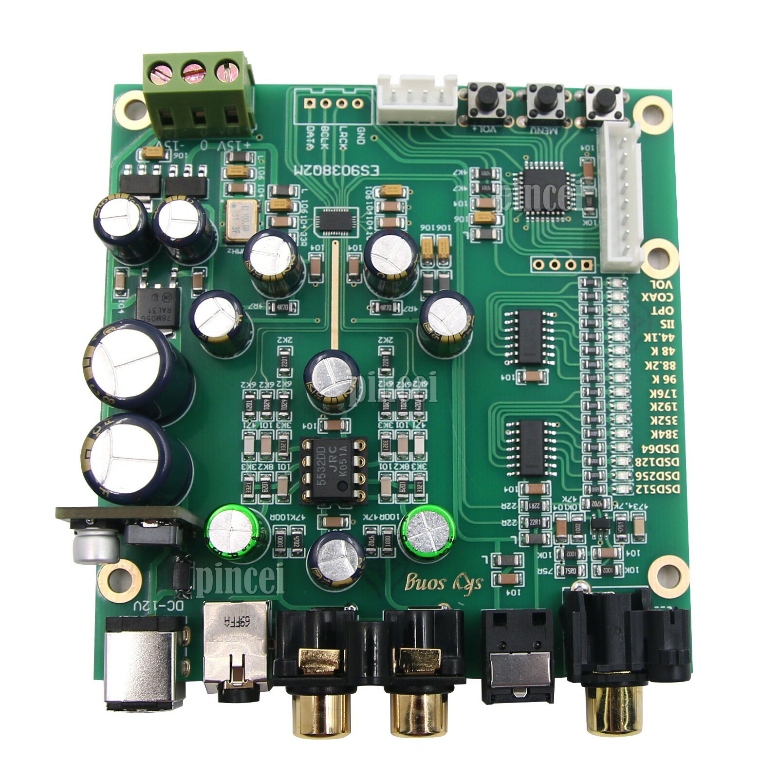 ES9038Q2M DAC Board Decoder Support For IIS DSD Optic Fiber Coaxial Input 384K