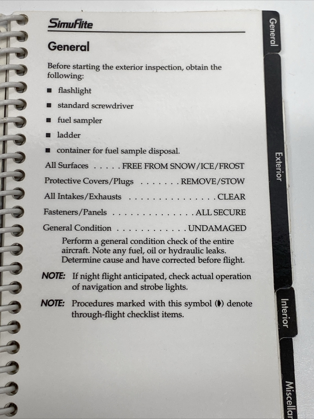 Learjet 24 & Lear jet 25 Preflight Inspection Checklist Handbook Manual