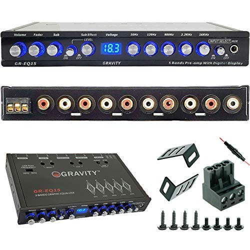 Gravity EQ15 1/2 Din Five Equalization Bands Car Audio Equalizer EQ Front,