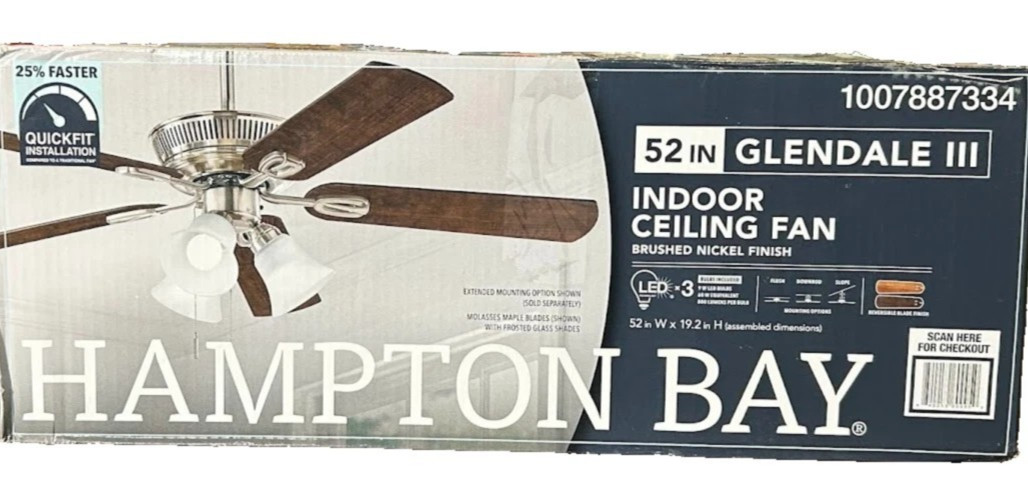 Glendale III Indoor Ceiling Fan Brushed Nickel 1007 887 334 Replacement Parts