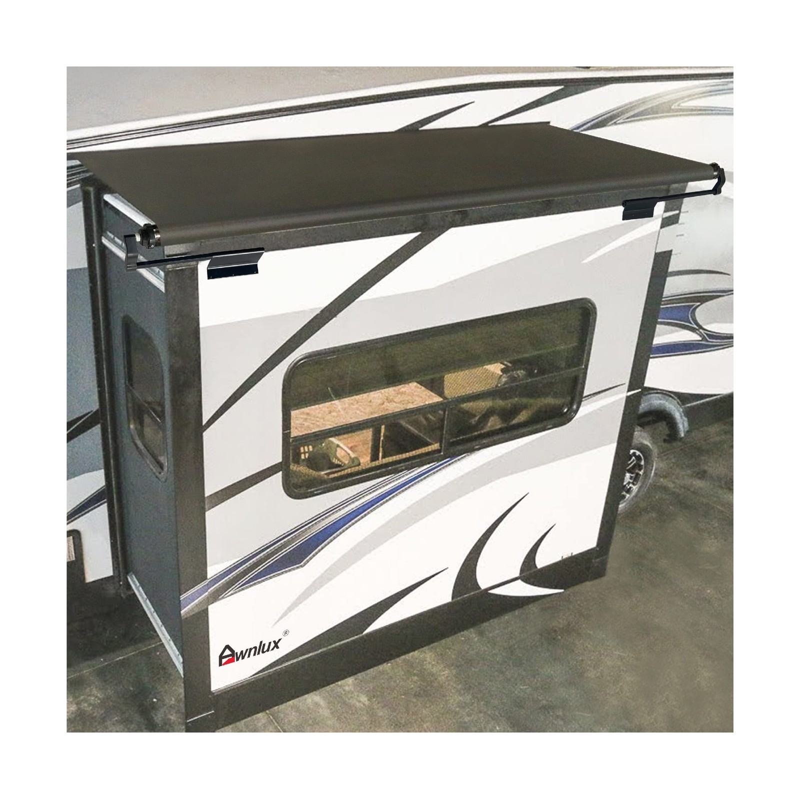 Awnlux Black Modular Slide Topper Awning Slide Out Protection for RVs, Travel...