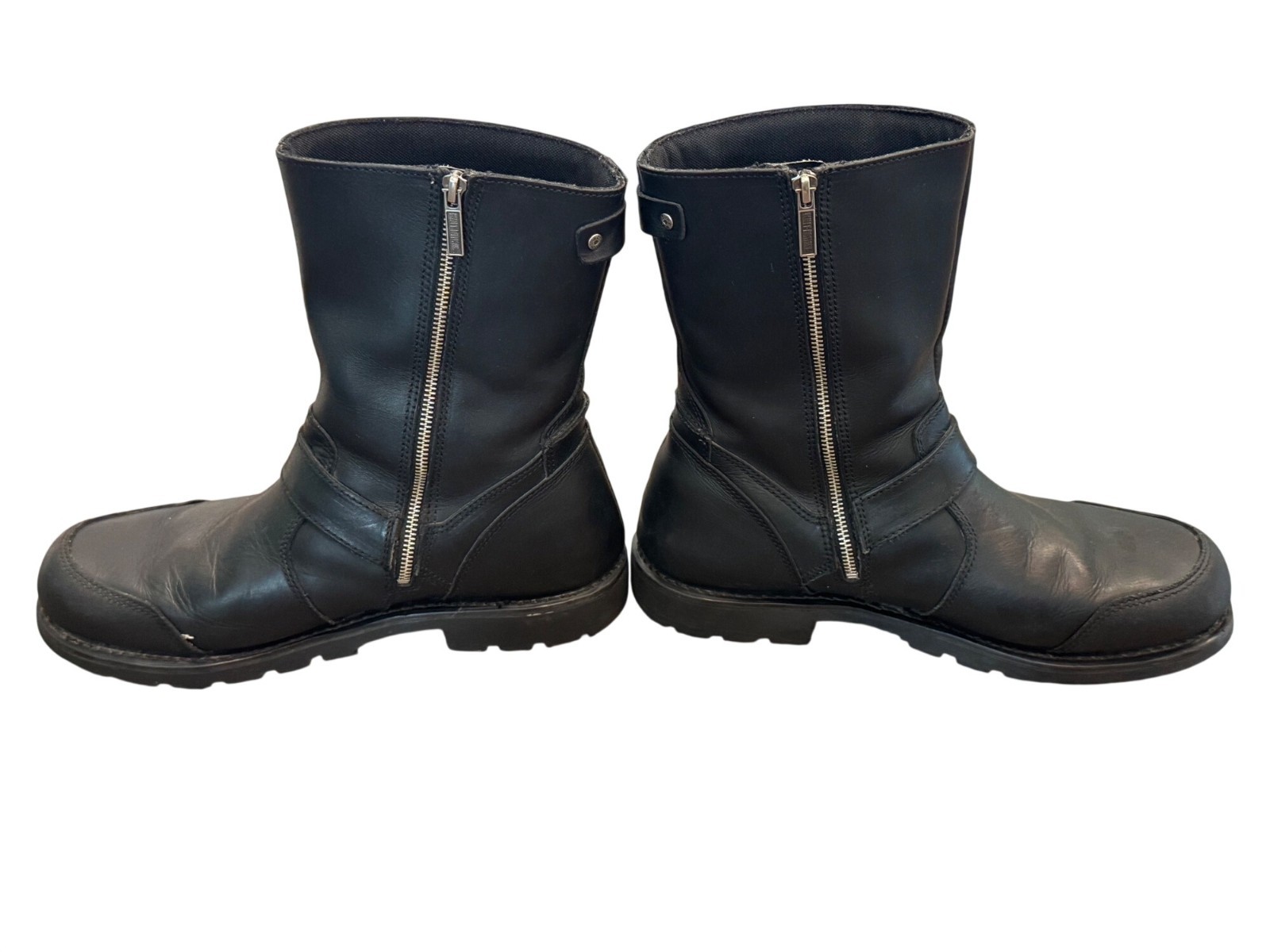 Harley-Davidson Mens Black Leather Moto Boots Size 13 Durable Buckle Accent