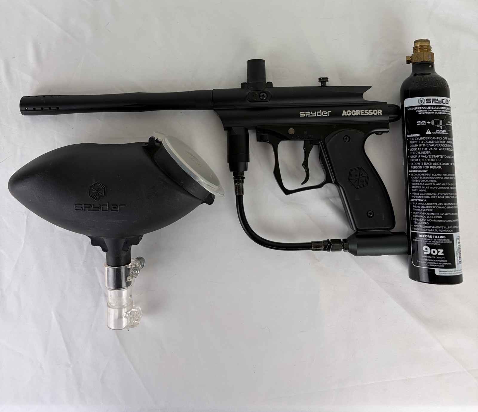 Spyder Aggressor Black Semi Auto Mechanical Paintball Marker Gun Used Untested