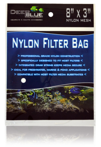 3 Aquarium Filter Media Nylon Mesh Drawstring Bags 8" x 3" Deep Blue Pro