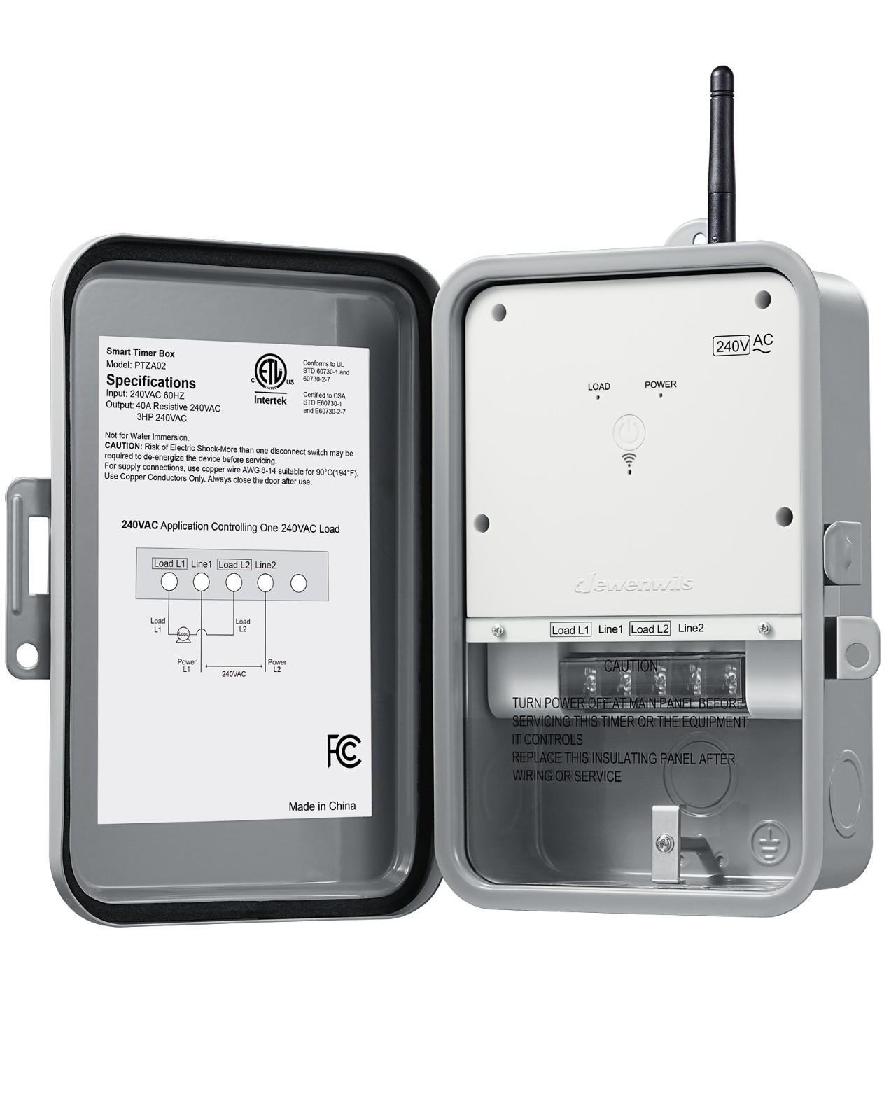 800 Series Z-Wave Long Range Timer, Heavy Duty 3HP, 240VAC, 40-Amp Metal Box