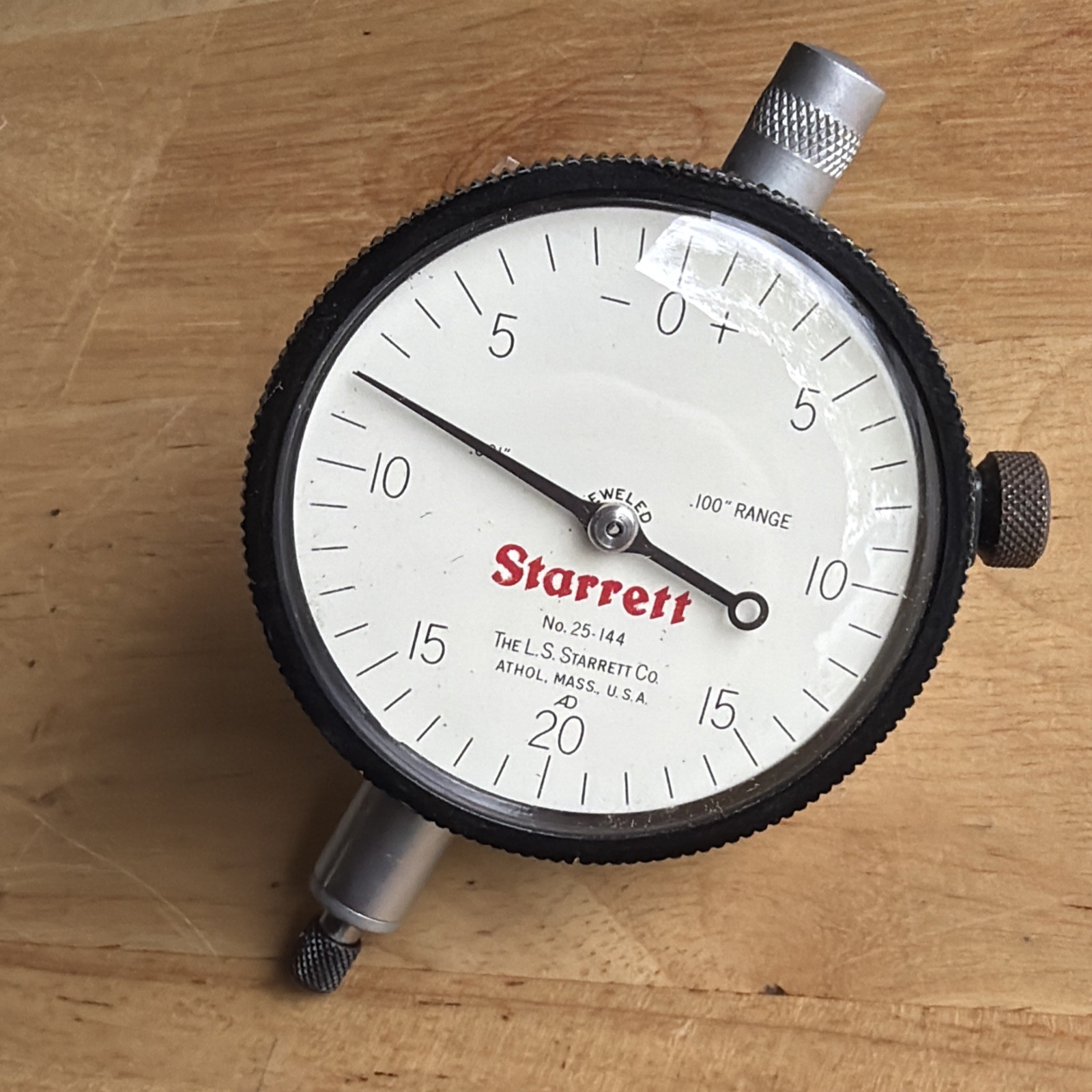 Starrett Dial Indicator .001 Graduation .100" Range Jeweled No. 25-144 USA