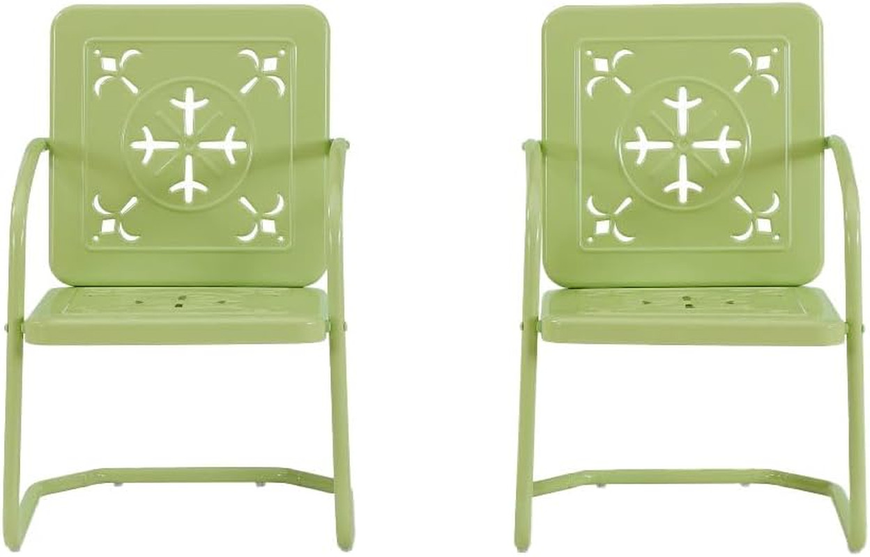 Key Lime Azalea 2-Piece Vintage Metal Outdoor Chair Set for Patio & Deck