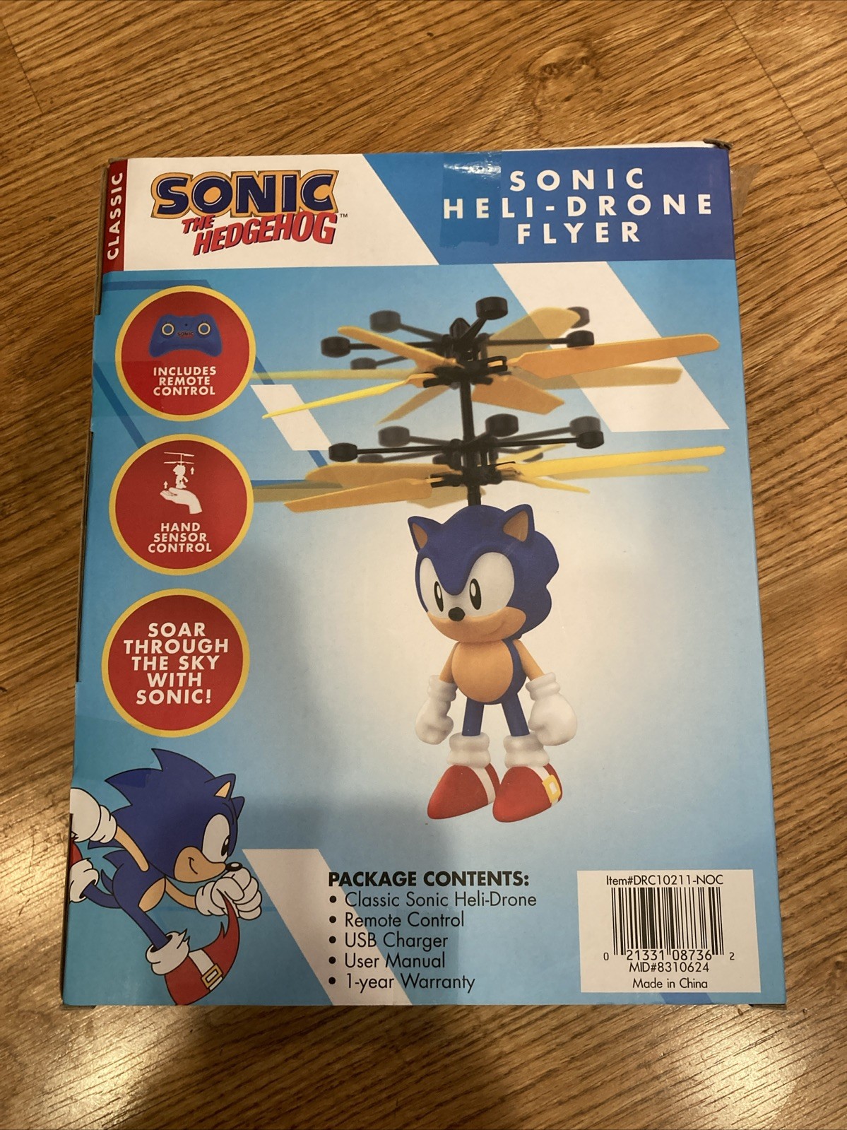 Classic Sonic Hedgehog Hand Sensor Control HELI-DRONE FLYER & Remote Control