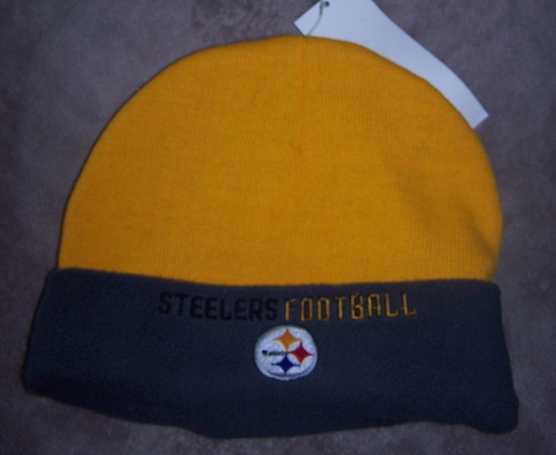 NWT TEAM APPAREL PITTSBURGH STEELERS FLEECE LINED WINTER HAT BOY GIRL sz 8 - 20