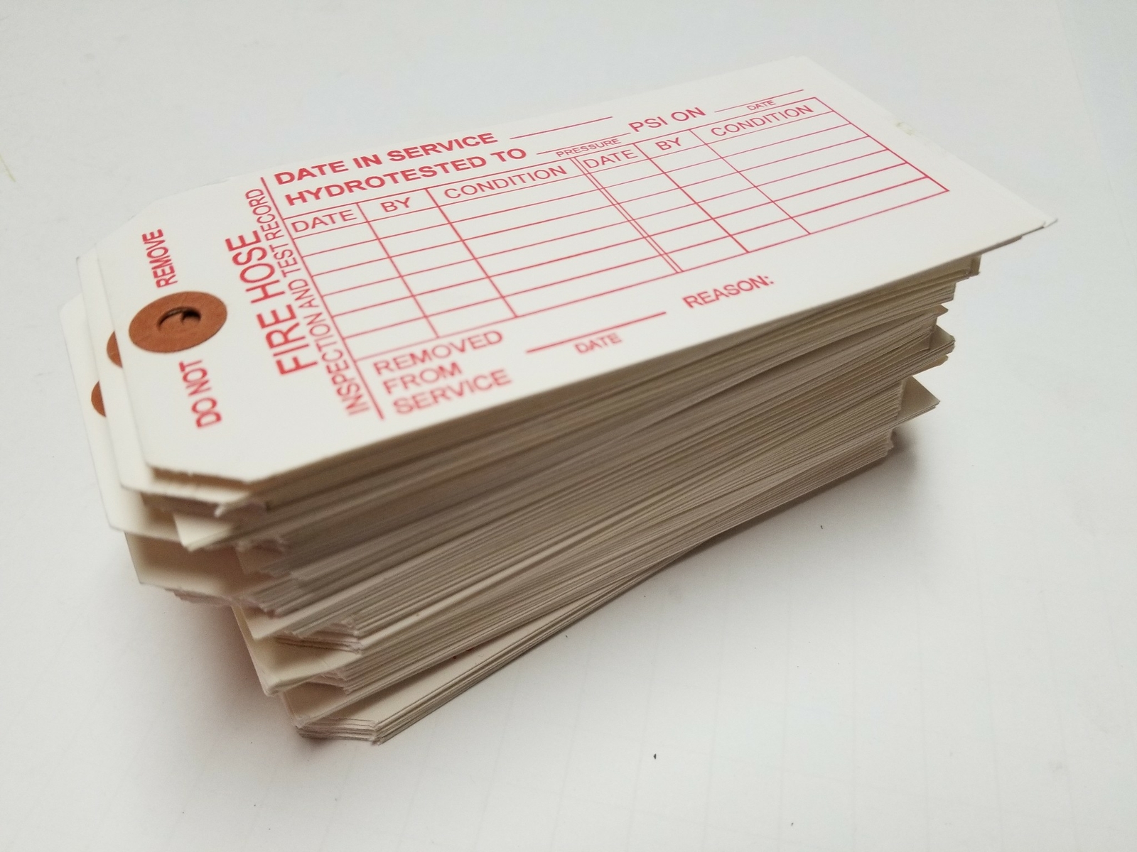 50 Fire Hose Inspection Test Record Hydrotest Hanging Card Tags 2-7/8" x 5-3/4"