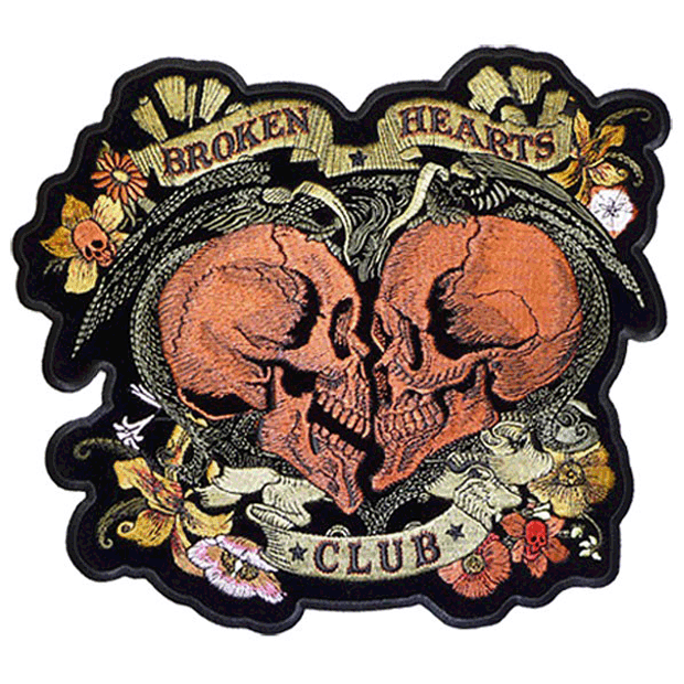 Ladies Broken Hearts Club Skull Embroidered  Patch