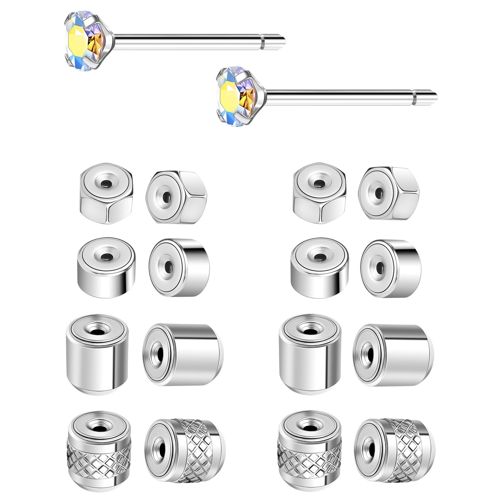 Flat Earring Backs Replacements Locking Pin Backs Earring Lifters Backs for E...