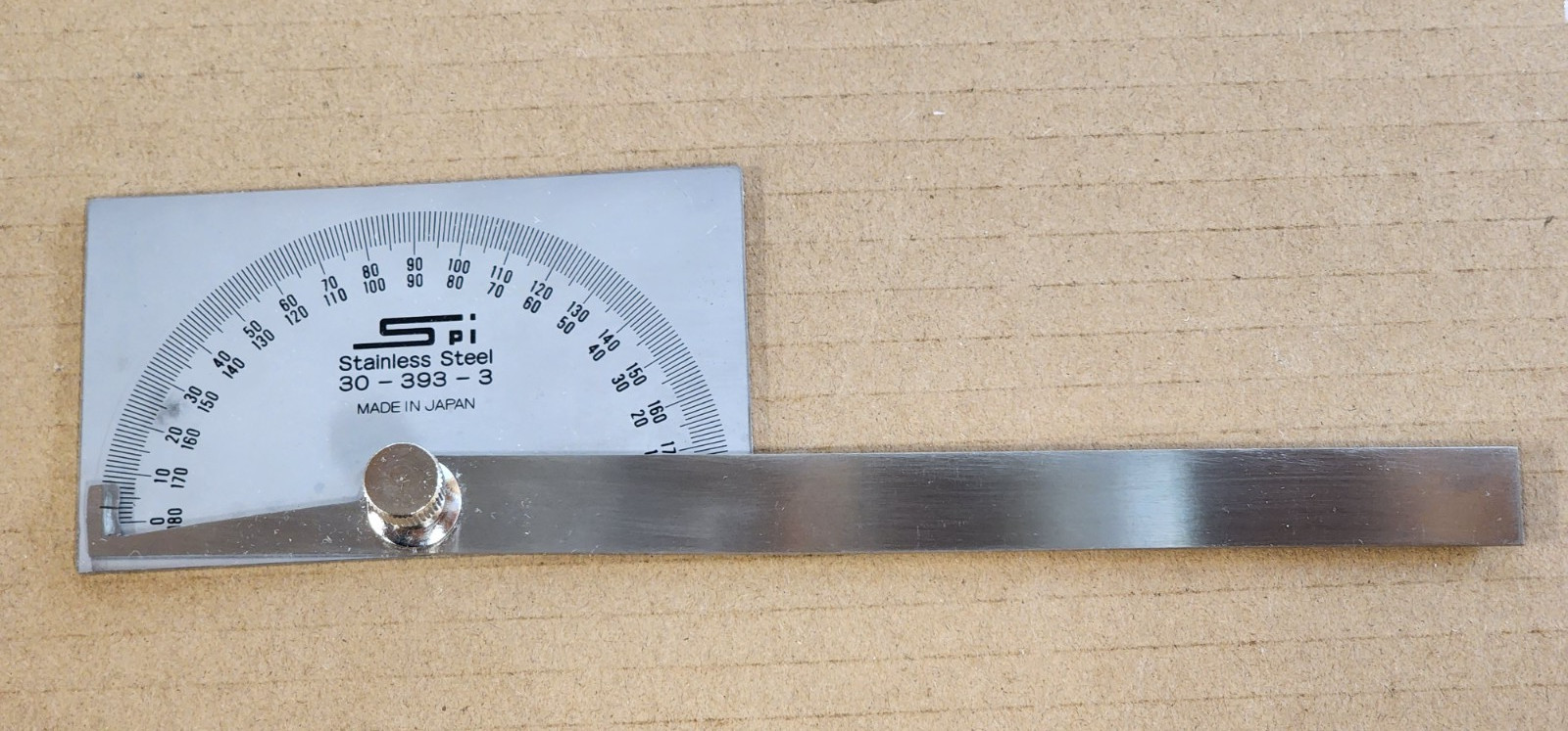 SPI 30-393-3 Rectangular Head Protractor - Made in Japan