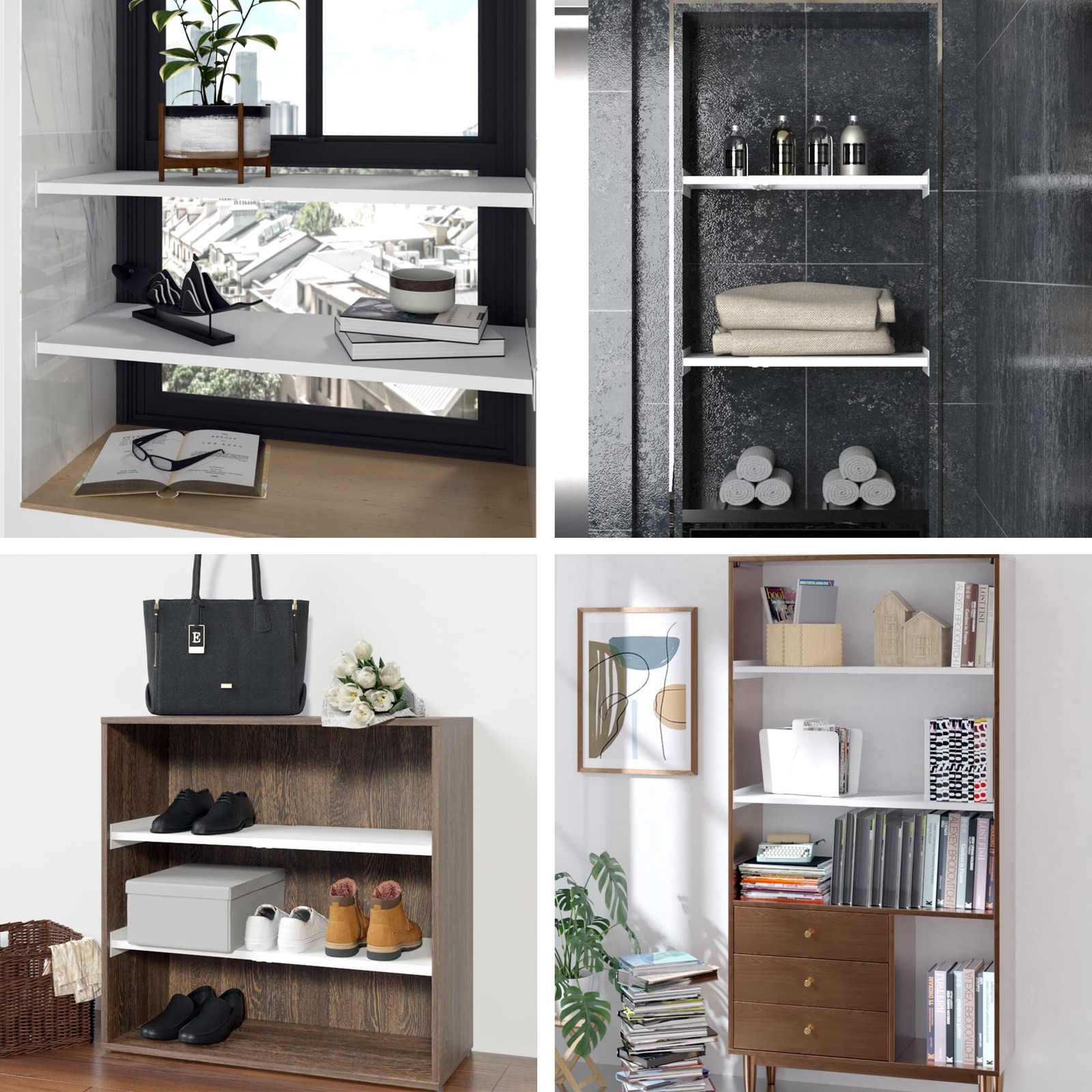 SOFRON Expandable Closet Shelves Organizers, Adjustable Shelf for Cabinet Rac...